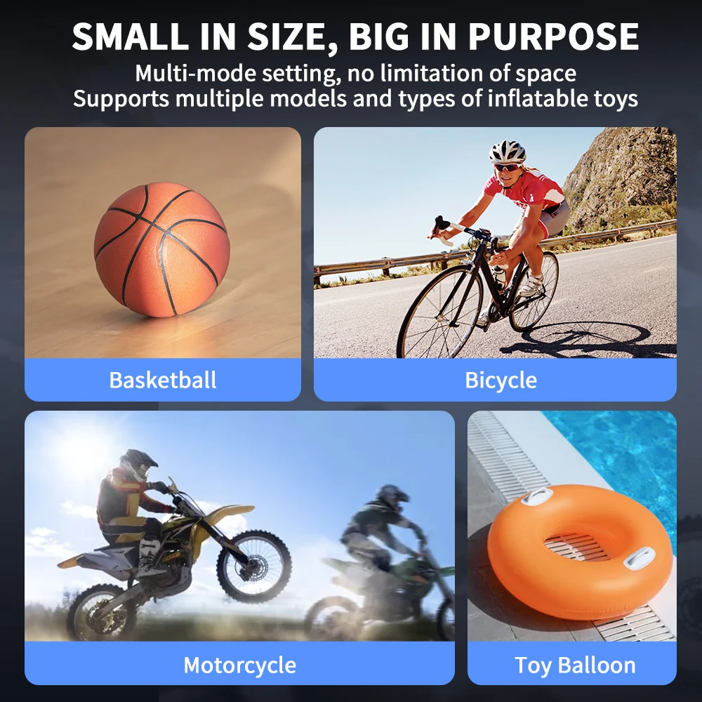 Rockbye مضخة دراجة كهربائية صغيرة 120 رطل لكل بوصة مربعة نوع-C قابلة للشحن منفاخ هواء محمول AV FV صمام ملحقات دراجة الطريق الجبلية