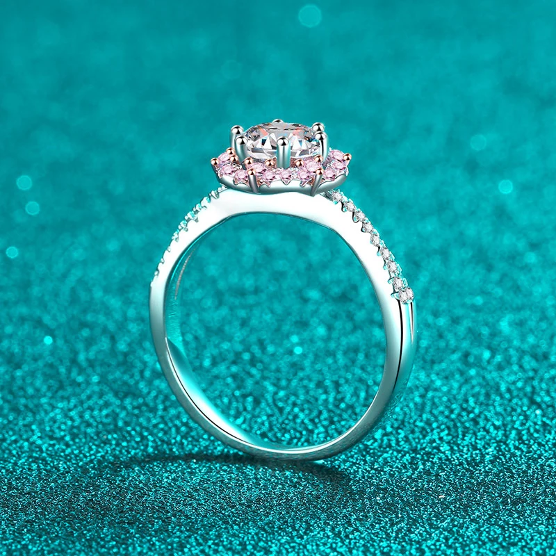 NeeTim 1ct Moissanite Rings for Women Sparkling Lab Gem Wedding Band S925 Sterling Silver Eternity Engagement Promise Rings