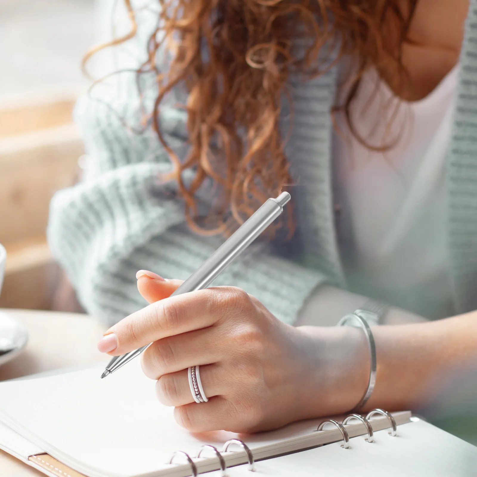 

10 шт. шариковых ручек из нержавеющей стали с удобным захватом, для плавного письма, портативные, для офиса и школы, портативная ручка для письма