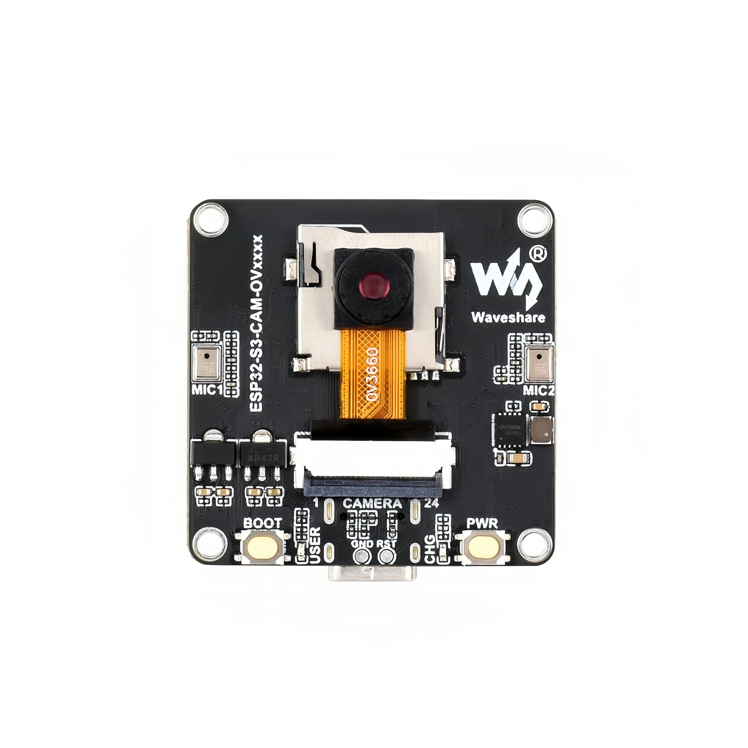 ESP32-S3 AI Camera Dev Board with OV5640/OV3660, 8MB PSRAM+16MB Flash, Dual Mic, LCD Interface