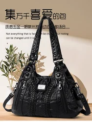 New Trendy Korean Version Versatile Washed Leather Crossbody Bag, Large Capacity Women's Shoulder Bag, Fashionable Women's Bag