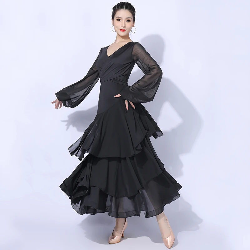 Vestido de Dança de Salão Feminino, Valsa Roupa de Dança, Tango de Baile, Elegante Padrão para Palco, Performance, DL9820