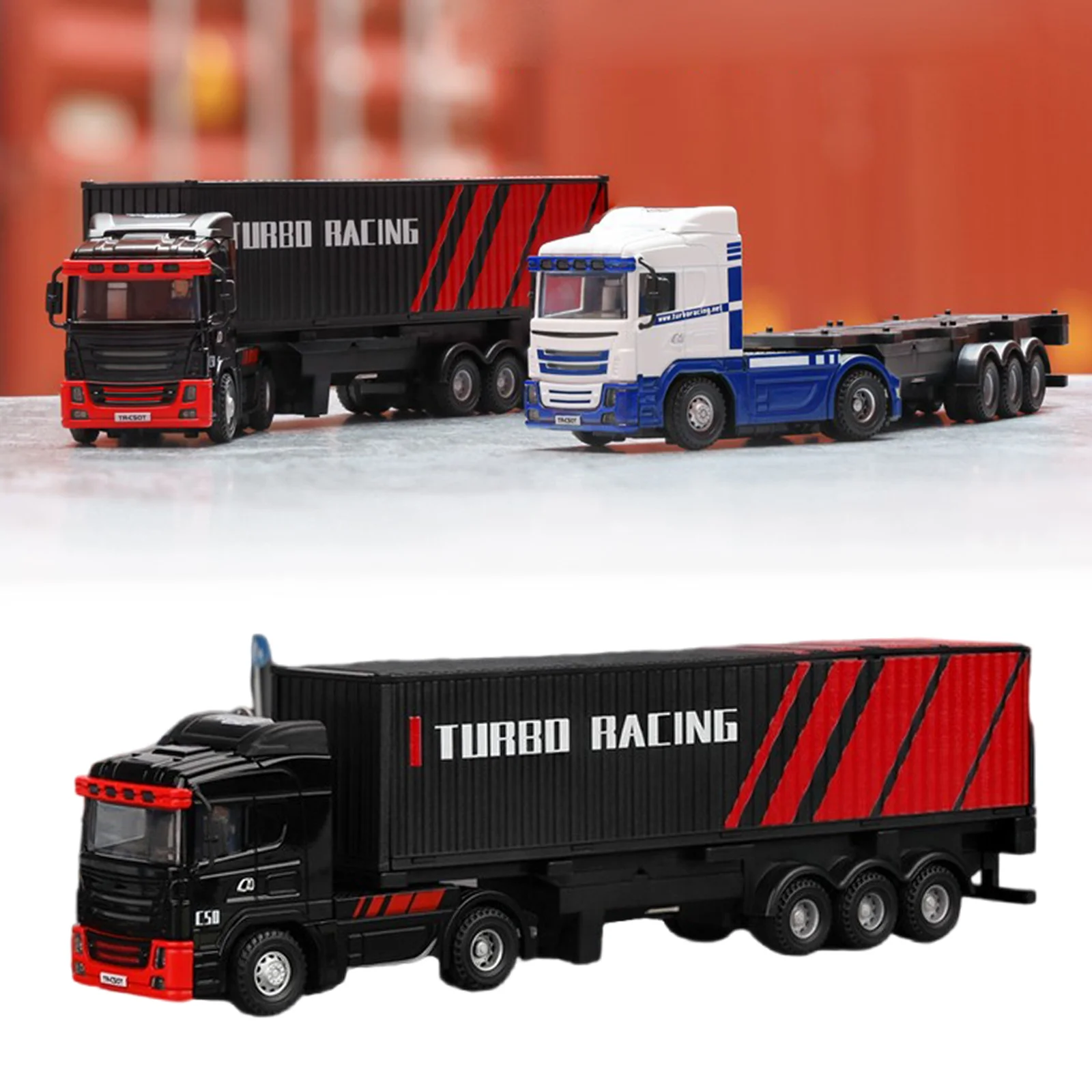 

1:76 Remote Control Car RC Trailer Semi Truck Heavy Transport Truck Construction Toy With stick remote controller Xmas gifts