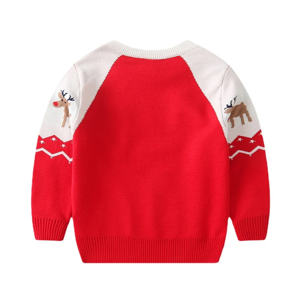 2024 Kids Boys Girls Pullover Christmas Sweater Winter Autumn Clothes Print Cute Cartoon Plush Thick Warm Children Clothing 2-7Y