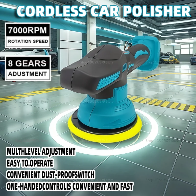 Cordless Car Polisher 8 Gears Adjustable Electric Waxing Sanding Sealing Glazing Tool Fits Makita 18V No Battery Auto Detailing
