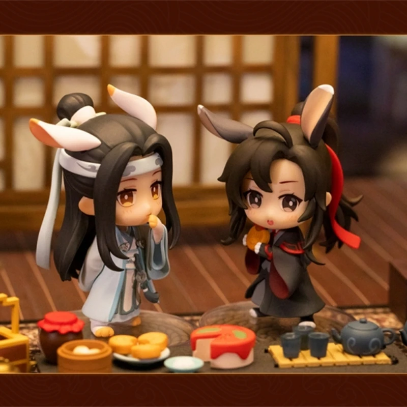 

9cm Genuine Mo Dao Zu Shi Action Figures Wei Wuxian Lan Wangji Night Candle Stays On The Moon Figure Q Ver Model Gift Doll Toys