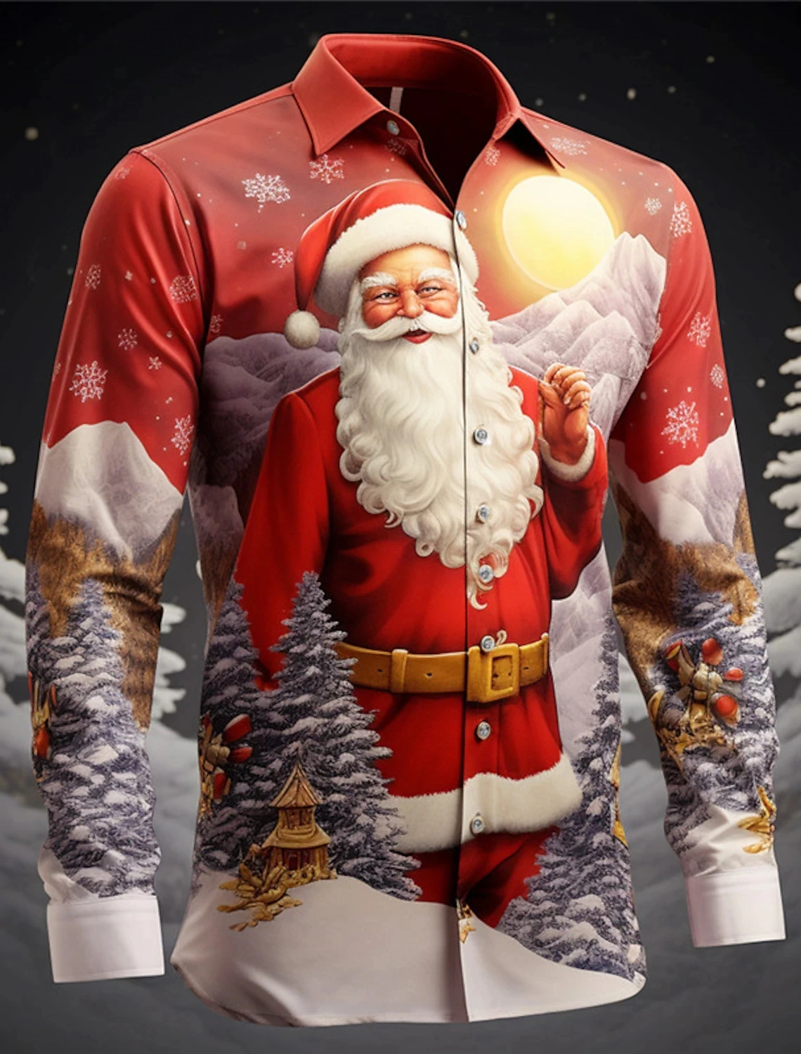 Santa Claus 3D printing hot selling Christmas Day series street party men's tops printed casual and fashionable men's long sleev