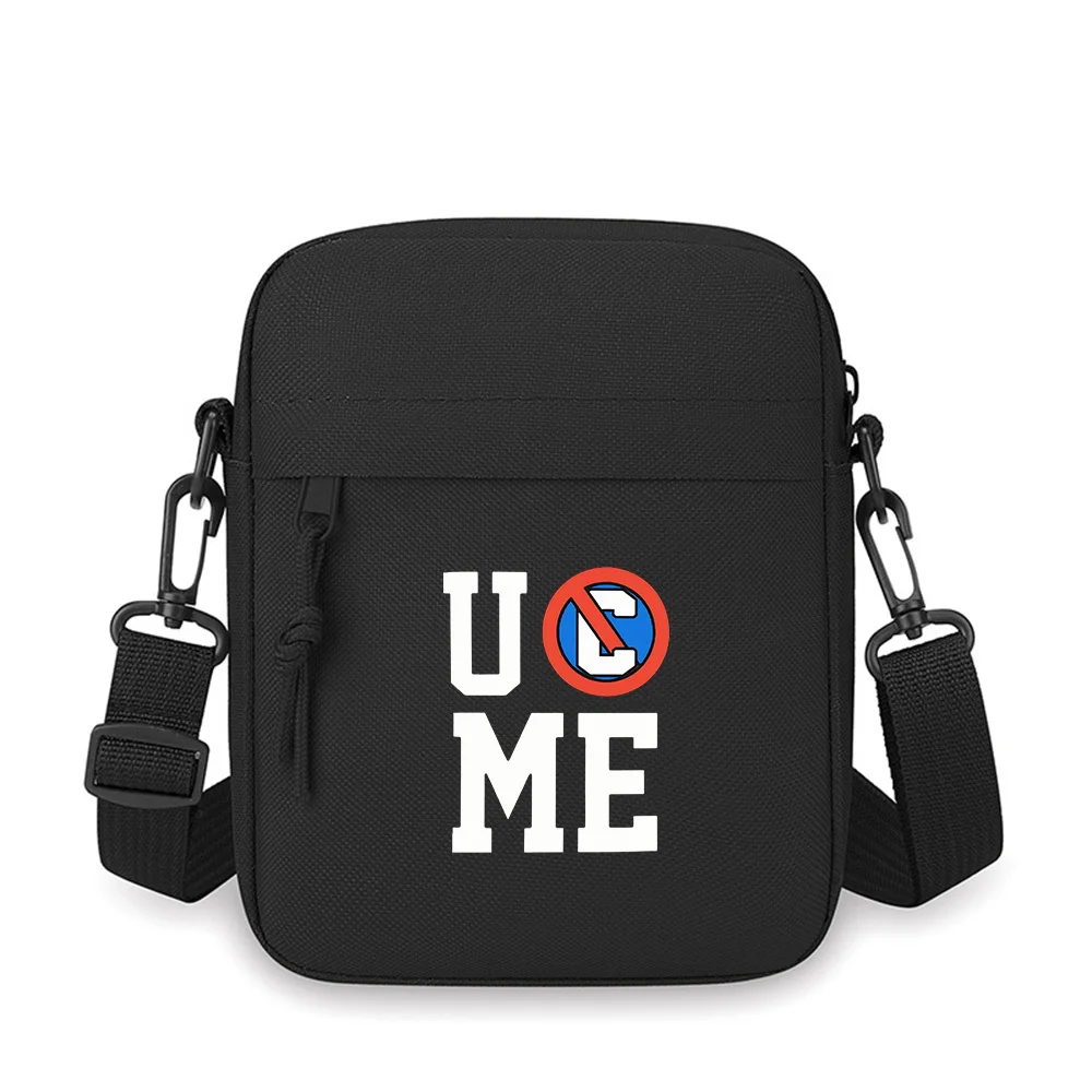 

U symbol,no E,white text,black background Men Crossbody Bag Single Shoulder Women Cartoon Anime Film Printing Design Unisex