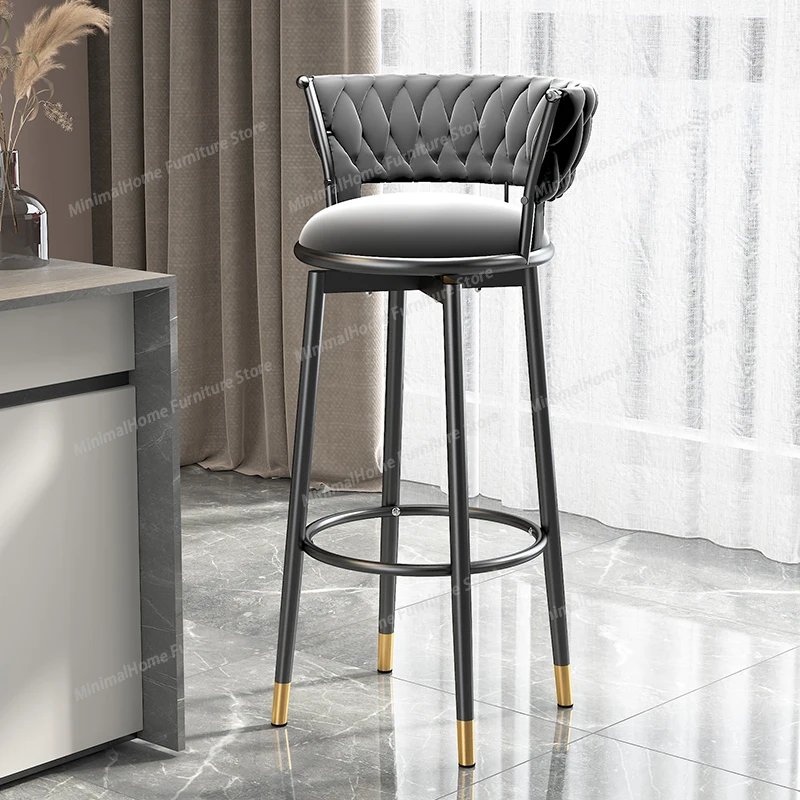 

Кожаные барные стулья в скандинавском стиле для гостиной, эргономичные дизайнерские современные барные стулья, минималистичные мягкие стулья для туалетного столика, уникальная мебель