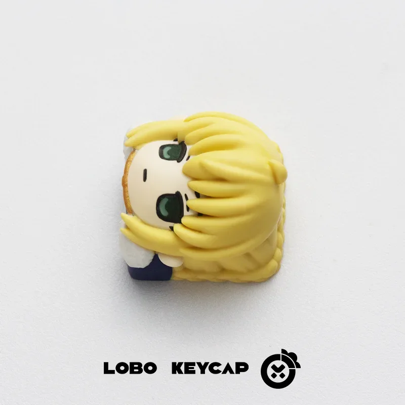 FateTheme Keycaps Custom Saber PBT Resin Personalization Original Artisan Keycap Cute Cartoon Anime Point Key Cap for Gamers