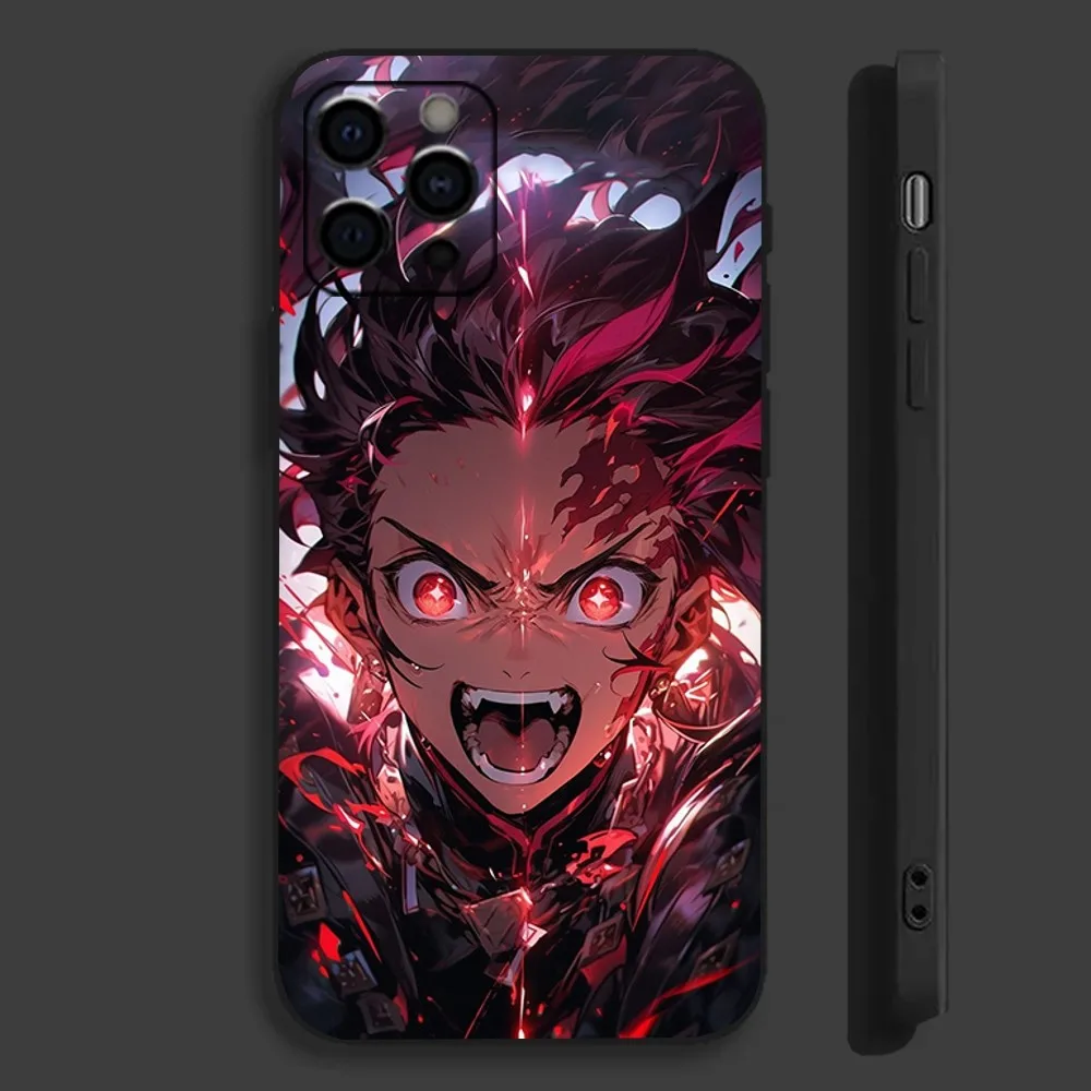 D-Demon Slayer Anime Phone Case For Apple iPhone 15,14,13,12,11,Pro,X,XS,Max,XR,Plus,Mini Soft Black Cover