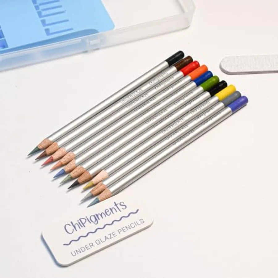 

® Underglaze Pencils 10-Pack Red Yellow Light Green Light Blue Orange Brown Dark Green Gray Dark Blue Black Ceramic Decorating