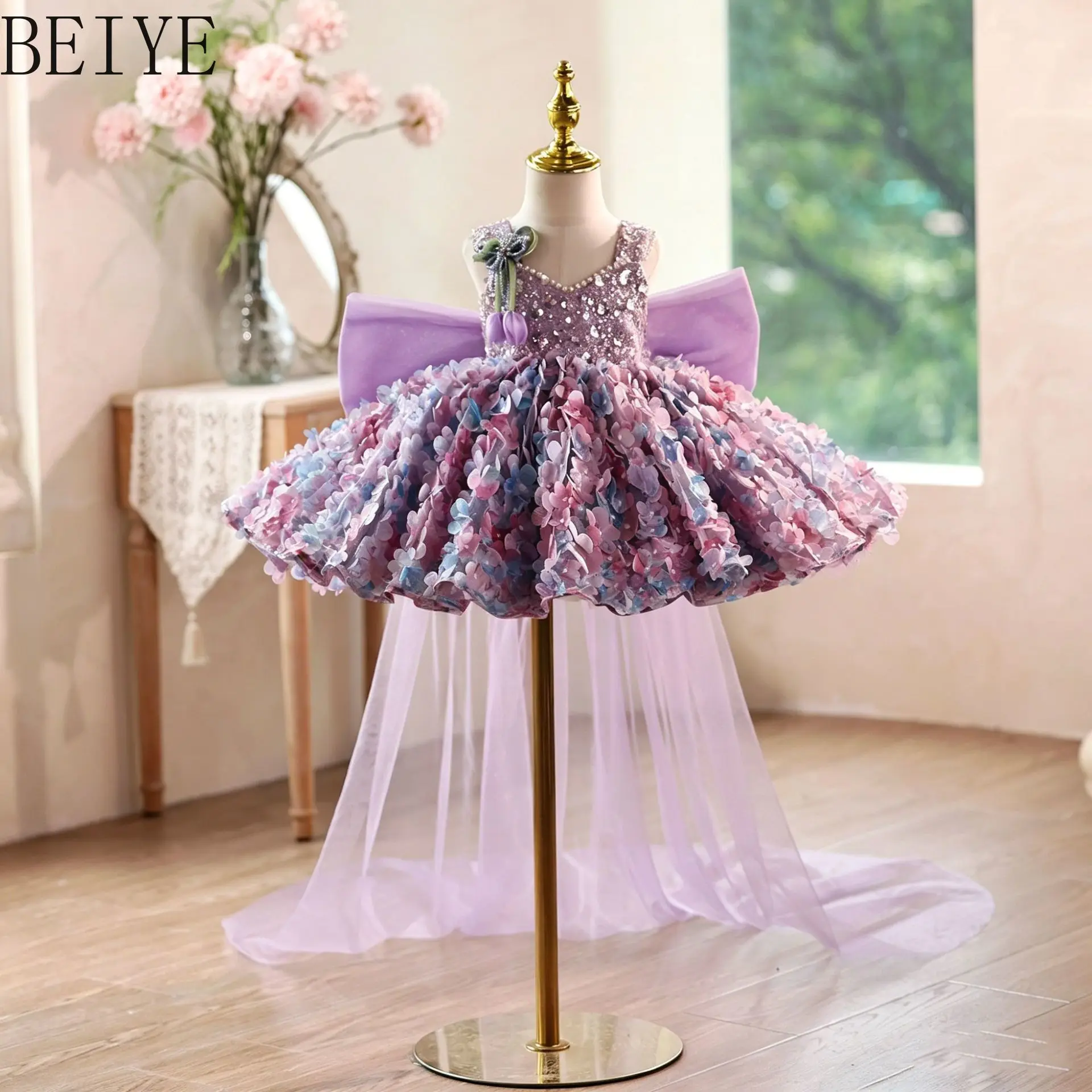 Summer High-end Girls' Birthday Dress Performances and Children's Hosts.stylish Ball Gown Sweet Princess Party Dresses for Girl