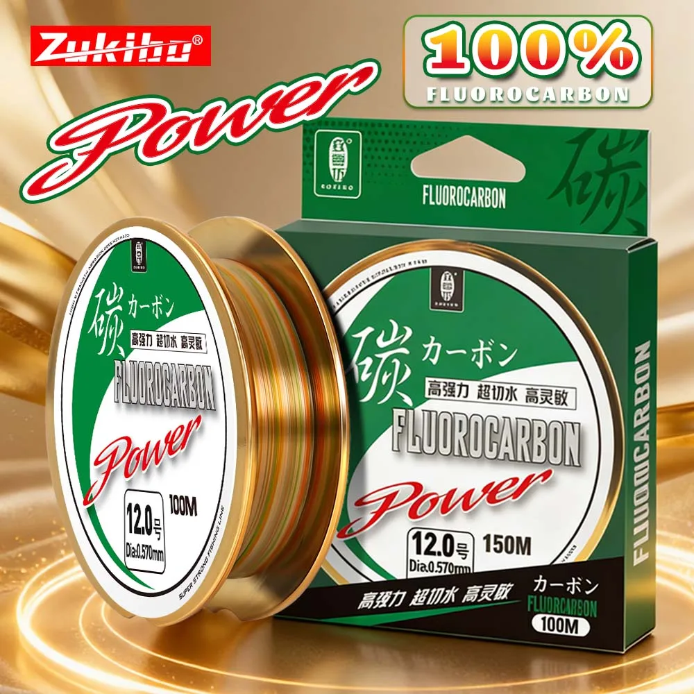 ZUKIBO Mehrfarbige Fluorocarbon-Angelschnur 100% 50M/100M Karpfen Super Starke Vorfachschnur Kohlefaser-Monofilament Salzwasser-Schnur