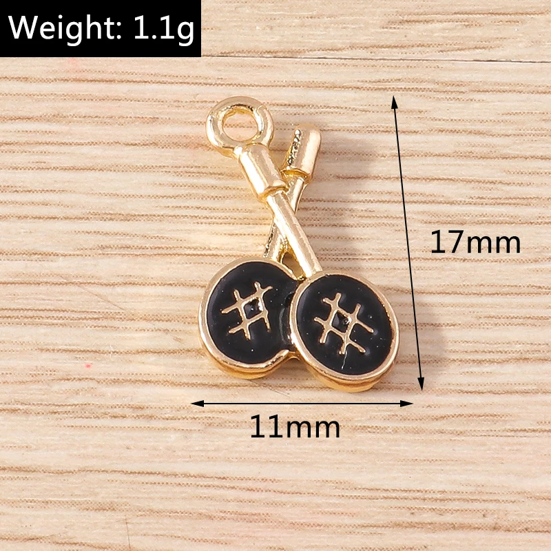 10pcs Cute Sports Charms Enamel Badminton Racket Charms for Jewelry Making Earrings Pendants Necklaces DIY Crafts Accessories