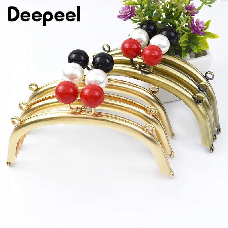 1/2/5Pcs 16.5cm Bead Metal Bags Handle Women's Handbag Purse Frame Wallet Kiss Clasp DIY Handmade Sewing Bracket Bag Accessories