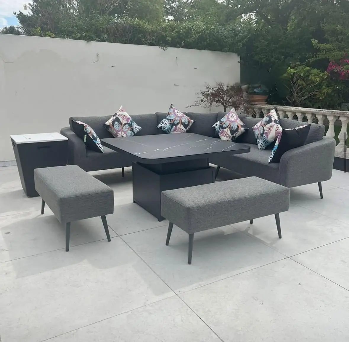 Modern Aluminum Outdoor Garden Sofa Corner Set with Rising Table Durable & Waterproof Eco-Friendly for General Usepromote sales