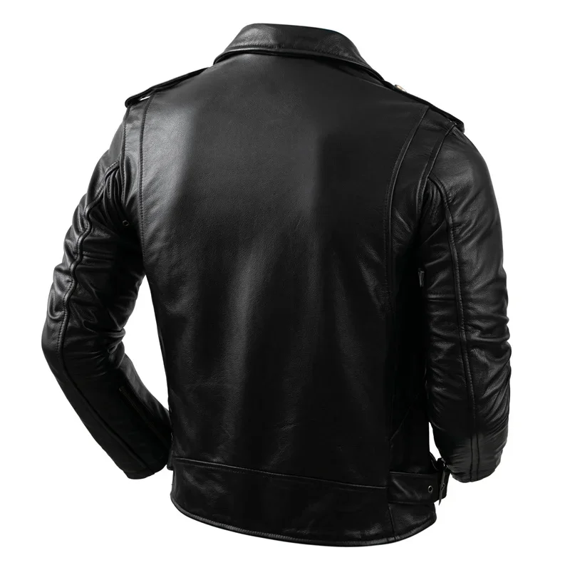 Real Cowhide Leather Jacket Men Coat Motor Biker Clothing Riding Clothes Autumn Fashion Motorcycle