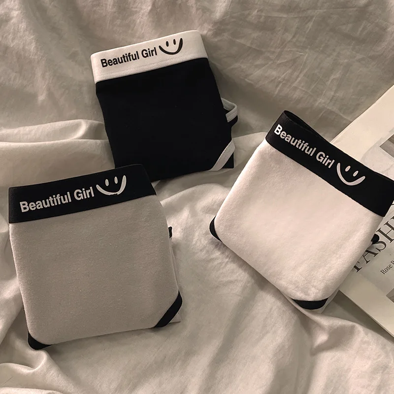 3PCS Bavlněné kalhotky Dívčí Dámské kalhotky Jednobarevné spodní prádlo Středně velký pas Měkké prodyšné kalhotky Dámské spodní prádlo - náhled 6