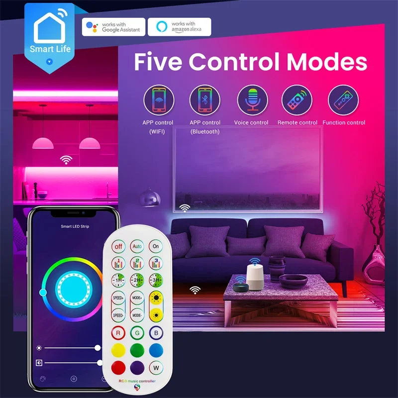 Tuya Smart Controller for Led RGB Strip Light Tape With Remote DC12V-24VWIFI  Smart Life Control Dimmer Work with Alexa Google