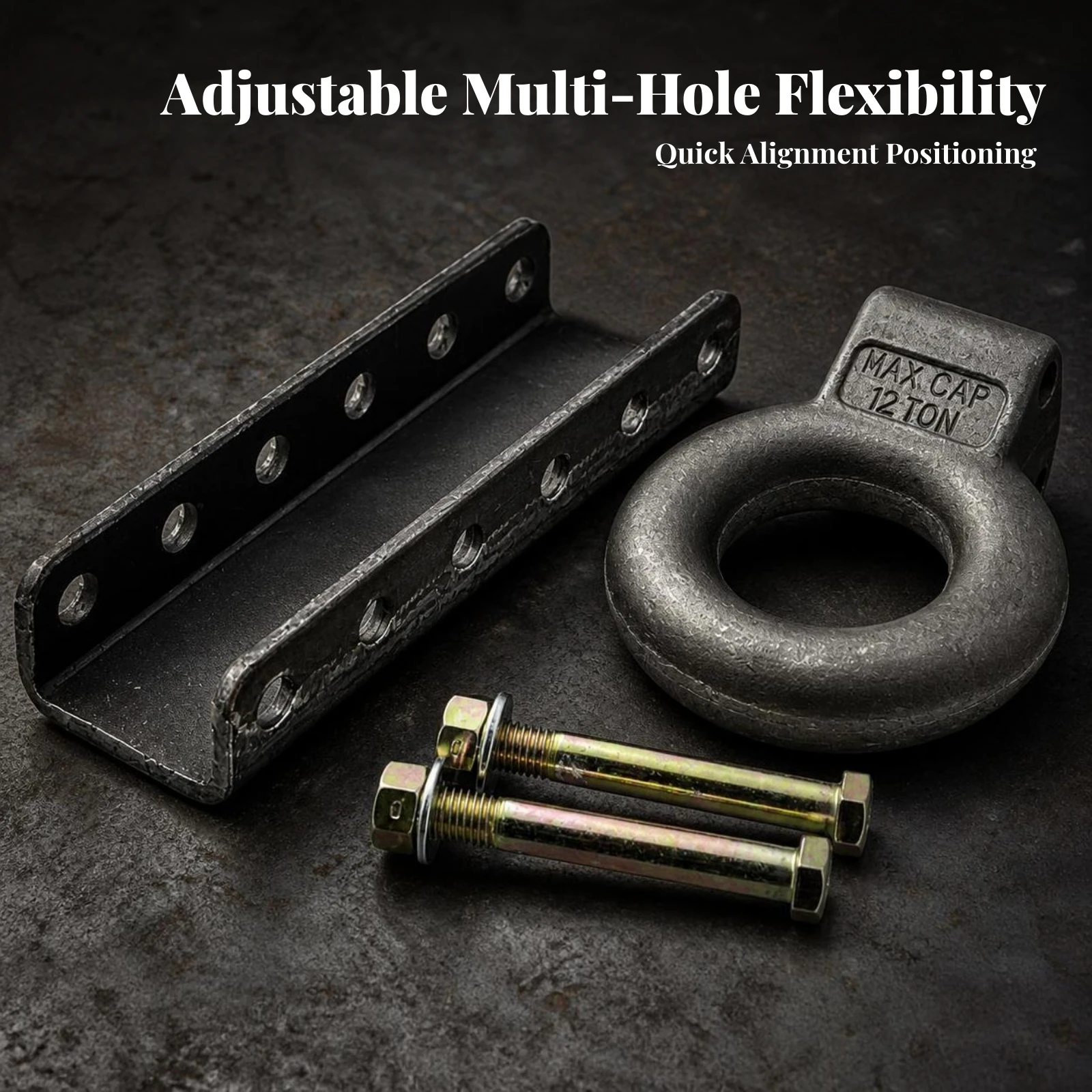 Tow Loop Hitch with Mounting Plate Heavy-Duty Trailer Tow Loop Assembly Hardware Wear Resistant Powder Coated