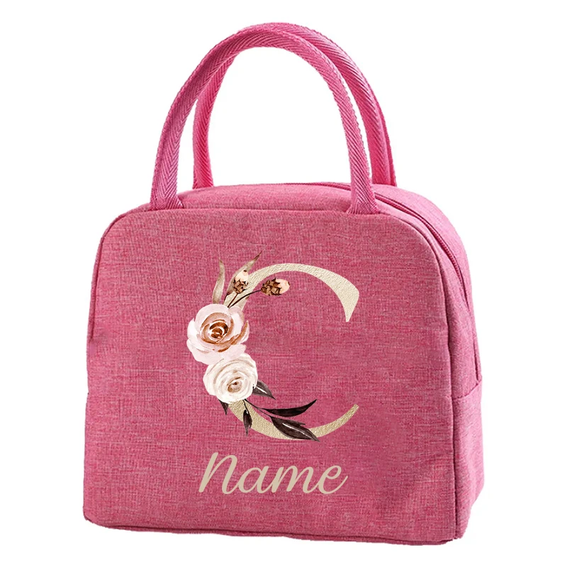 اسم مخصص حقيبة الغداء بينتو صندوق مريحة معزول حمل حقيبة قماش العزل سلامة الغذاء الذهب إلكتروني طباعة حقيبة التخزين #4