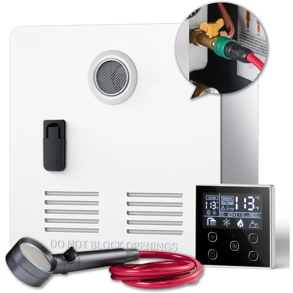 Tankless Water Heater,with White Door, External Shower and Multi-function Controlle, On Demand Instant Hot Water Heater