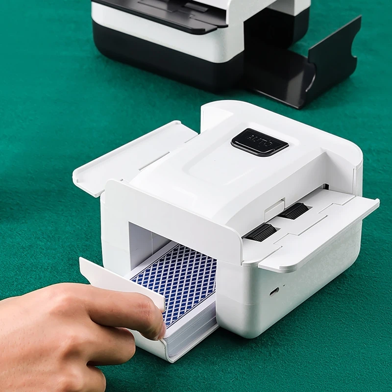 自動カードシャッフラ電気自動ポーカーカードシャッフラートランプゲームホームパーティー-2000mah-バッテリー充電式屋外
