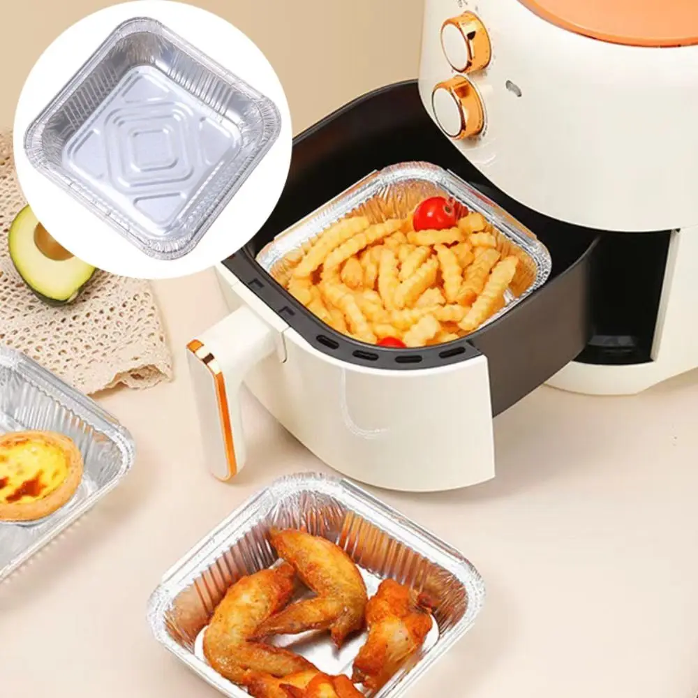 10/20/30pcs Disposable Air Fryer Aluminum Foil Tray Square Non-stick Food Container Bowl Oil-proof Tin Foil Tray
