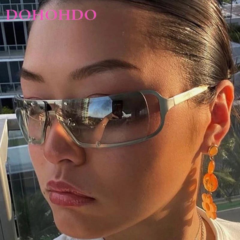 

Fashion Y2K Metal Women's Sunglasses Trendy Brand Designer Small Rectangle Men Sun Glasses Outdoor Sports Travel Goggles UV400