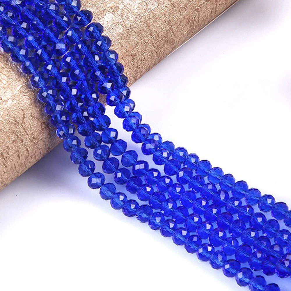 6 8 10mm 1Strand 5Strands Deep Blue Glass Faceted Crystal Style Bead Loose Spacer Clear Beads Strand for Jewelry Beadwork Access