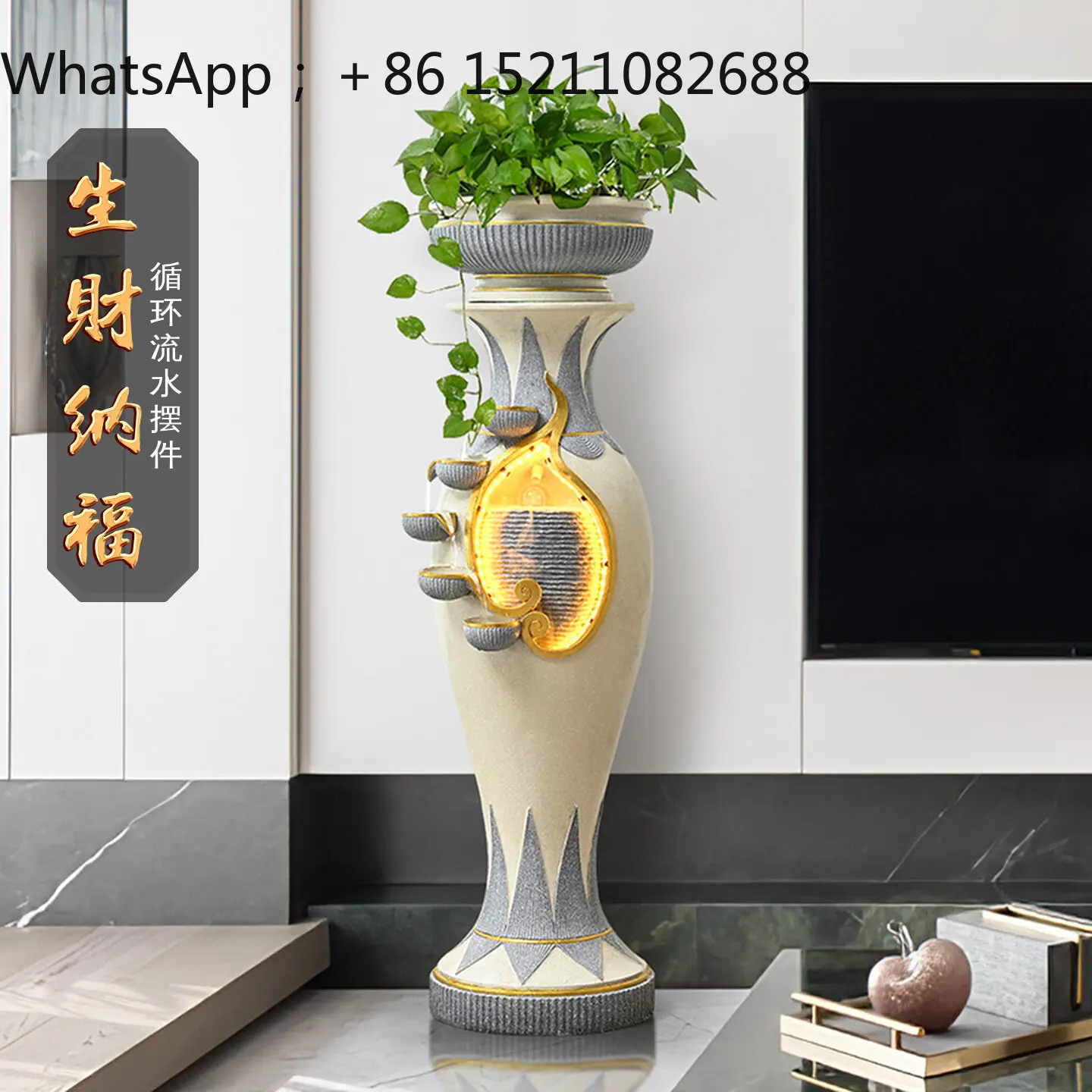SCY high-end circulating water flow ornament living room entrance indoor water feature decoration floor fountain