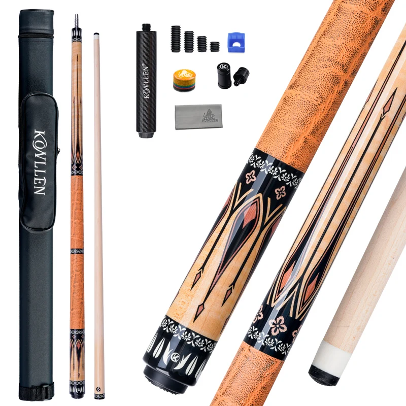 

KONLLEN Maple Pool Cue K-YA Series Low Deflection Profession Ultra-smooth Carbon Tube Inside Billiard Pool Sticks with 12mm tip
