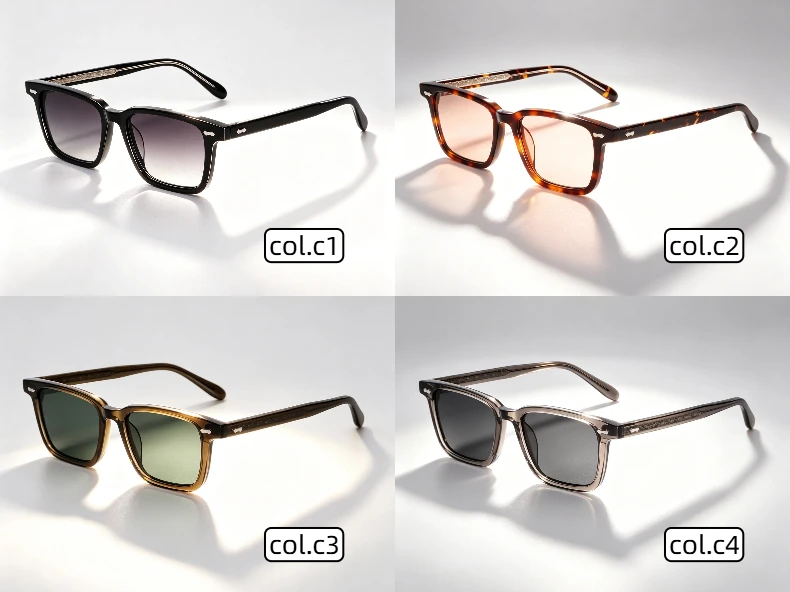 LumoGaze Modische Retro Quadratische Damen-Sonnenbrille Retro Herren-Luxus-Sonnenbrille mit Nieten-Design Handgefertigte Acetatfaser-Sonnenbrille UV400 – Detail 6