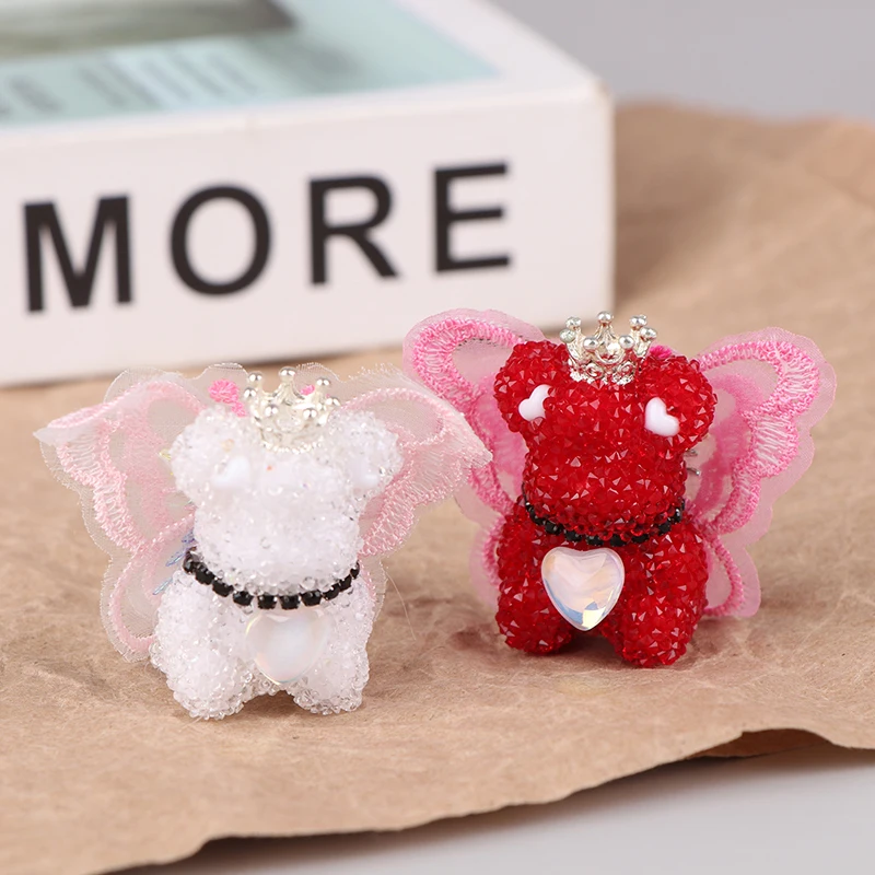 Straight Hole Winged Bear Loose Beads Sugar Beads Mobile Phone Chain Jewelry Accessories