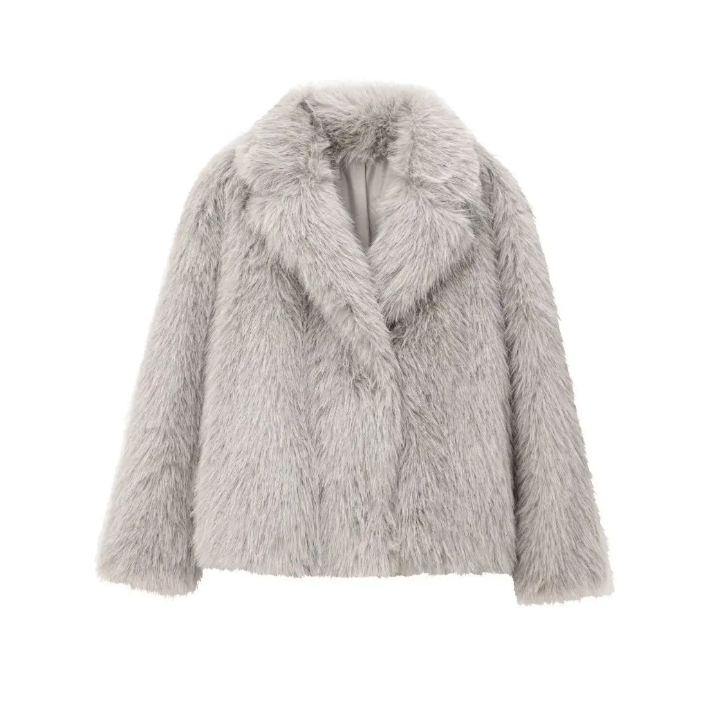 

European American Fashion Lapel Faux Fur Coat Long Sleeve Women's Outerwear Winter New Style L52281