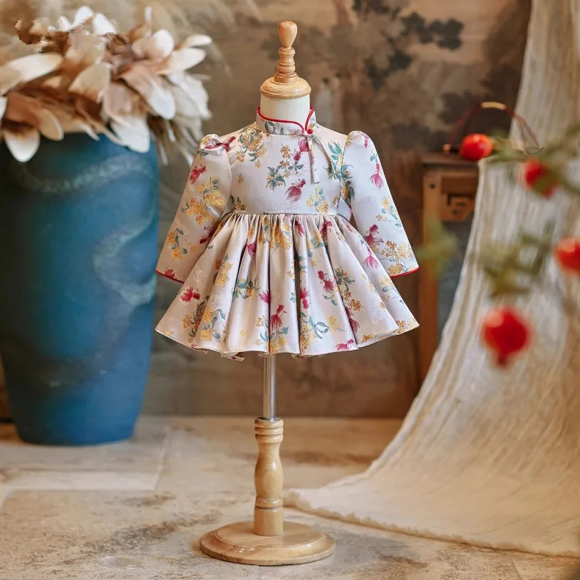 

Chinese Style Girls Princess Ball Gown Piano Performance Wedding Birthday Party Flower Girl Dresses A4757 Bridesmaid Dresses