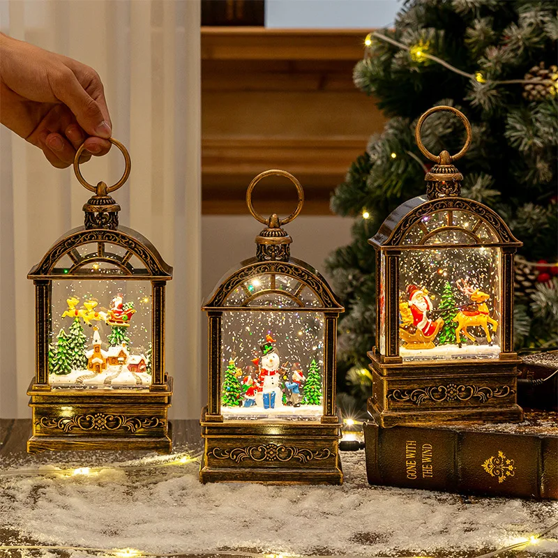 

Idea Christmas Snow Globe LED Light Portable Handheld Snowflake Decor Festive Desktop Ornament