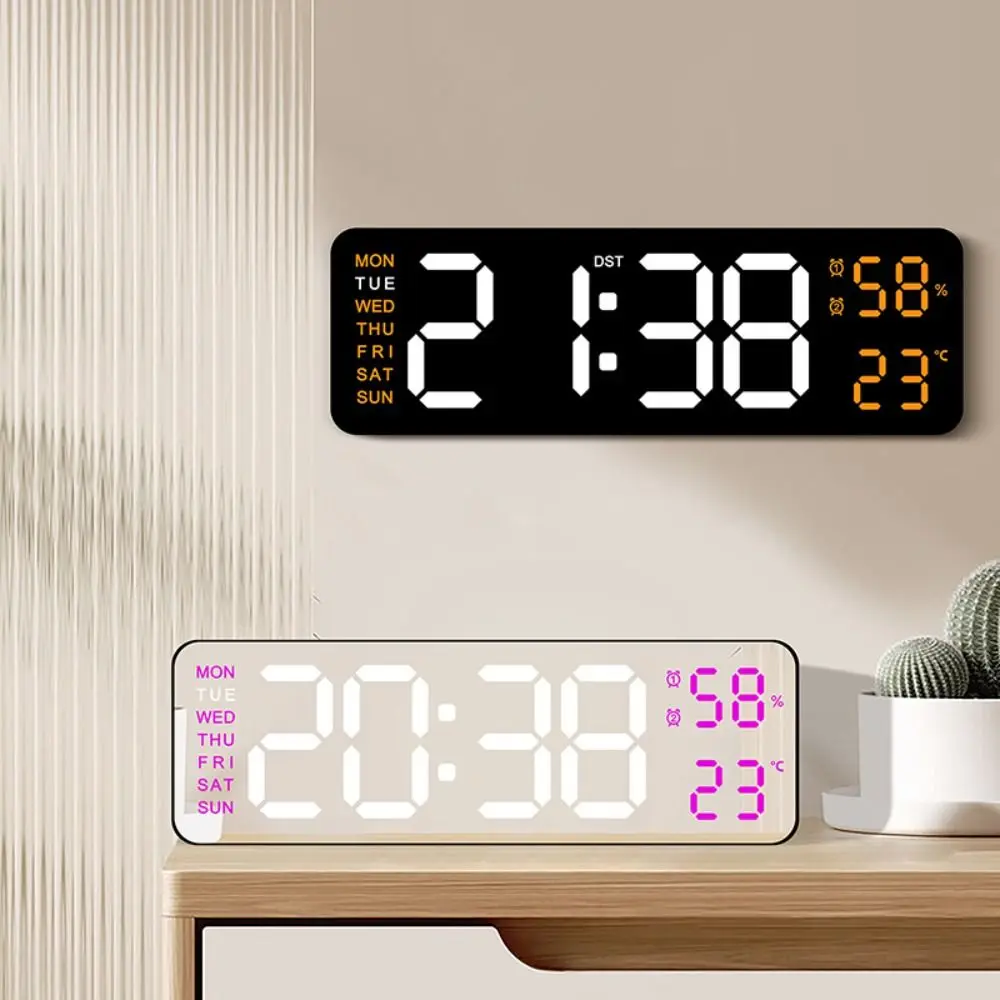 

Wall-mounted Electronic Wall Clock Multi-functional Temperature Digital LED Clocks Voice Control DST Display Table Clock