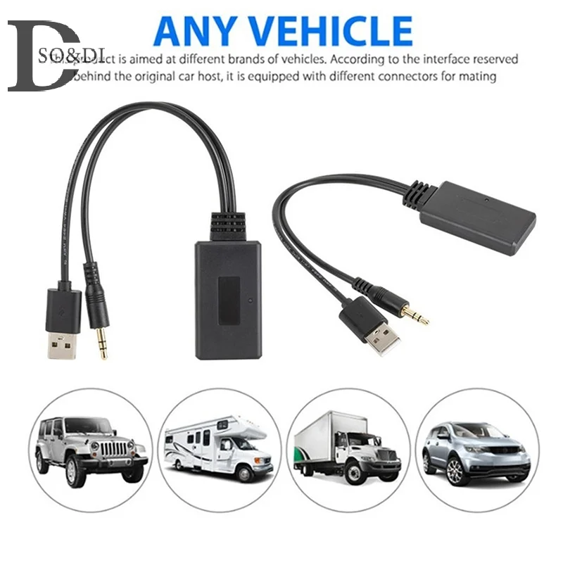 Universal Car Wireless Bluetooth Compatible Receiver USB 3.5Mm Auxiliary Media Bluetooth 5.0 Music Player Audio Cable Adapter