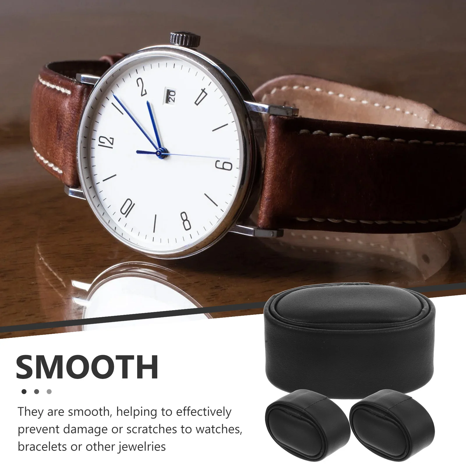 

3 Pcs Bracelet Display Pillow Watch Pillows Black PU Automatic Shaking Jewelry Display Cushions Bracelet Holder Storage Box