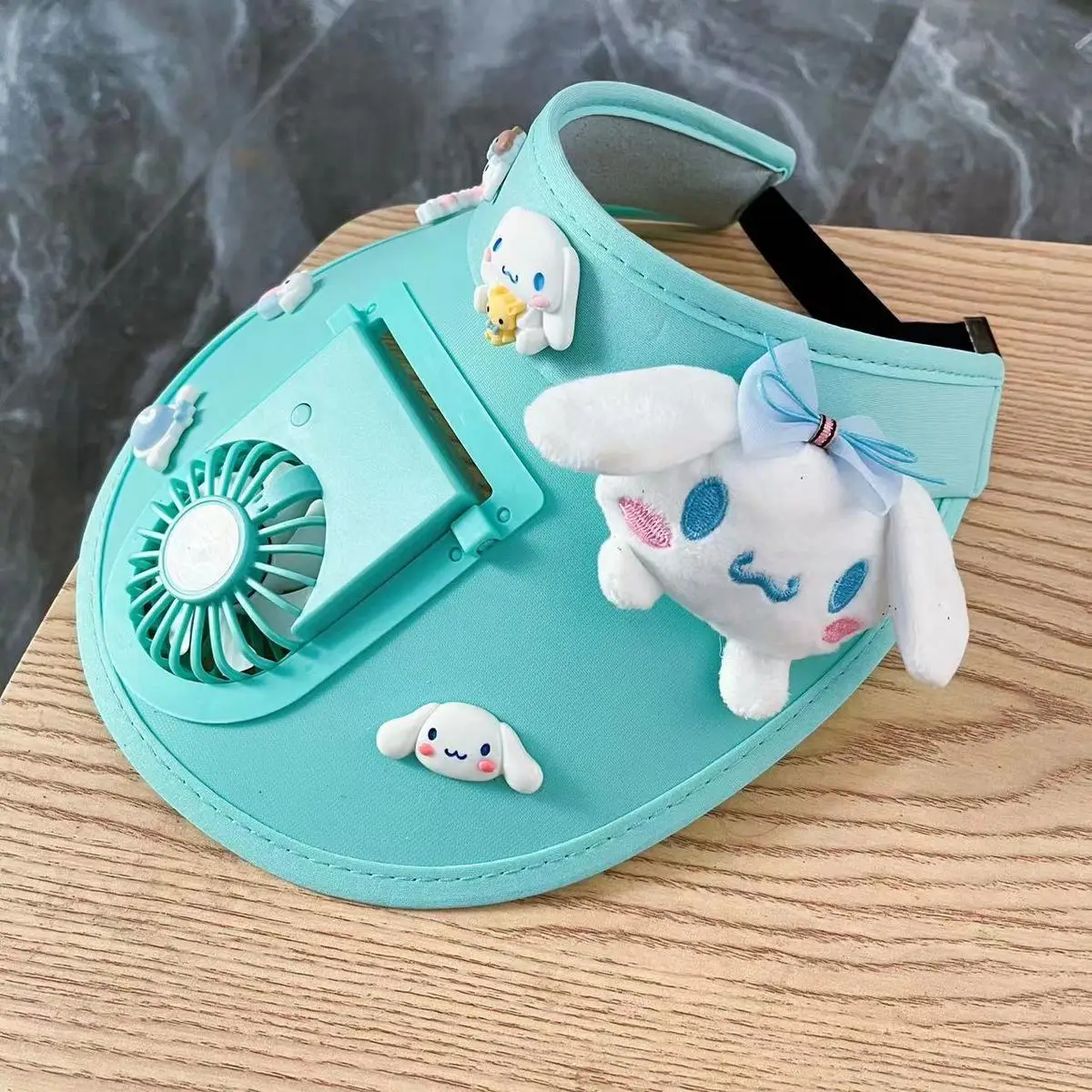 Cute Sanrio Kuromi Cartoon Sunscreen Hat Summer UV Protection with Fan Hat Shading My Melody Cinnamoroll  for Outdoor Shading