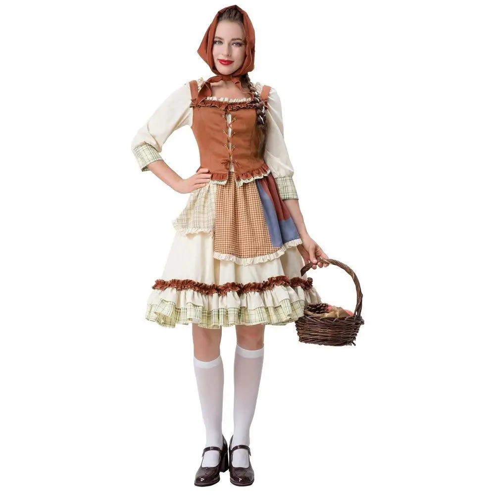 

New Adult Women's loween Cosplay Little Red Riding Hood Dr Maids orm Fard Estate Sle Full Set Women's Clothing