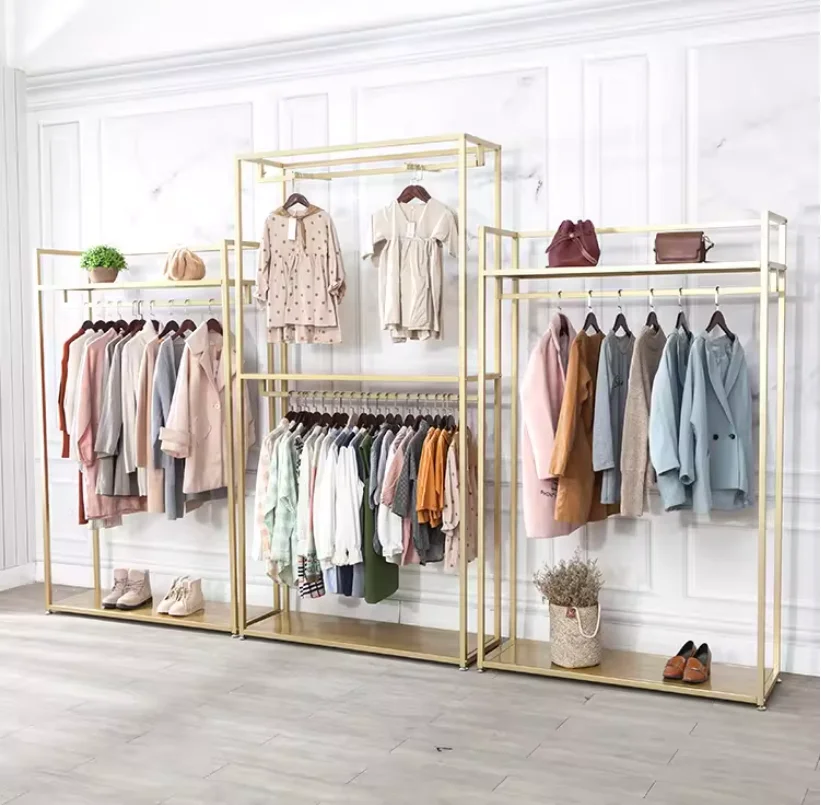 

Clothing Storeiron Clothing Store Hanger Floor With Laminate Light Luxury Internet Celebrity Children's Clothing Store Vertical