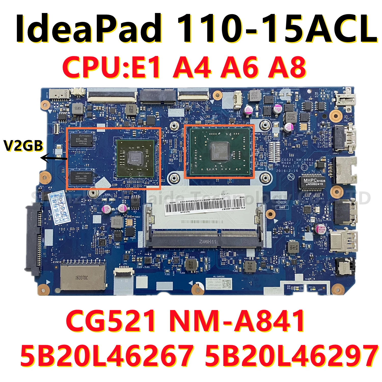 CG521 NM-A841 Keyboard For Lenovo IdeaPad 110-15ACL Laptop Motherboard With E1 A4 A6 A8 CPU R5-M330 GPU 5B20L46267 5B20L46297