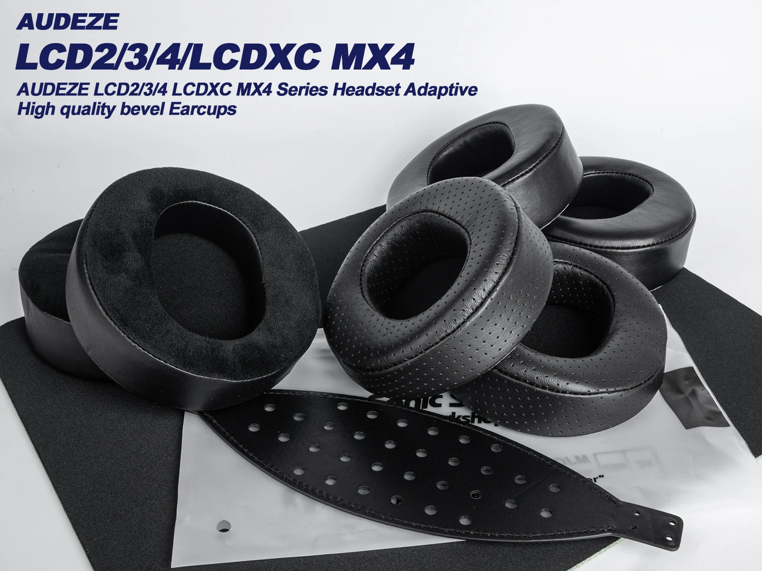 Winkelgeschliffene Ohrpolster für AUDEZE LCD2/LCD3/LCD4 LCDXC MX4 Kopfhörer aus perforiertem Schafsfell-Lammleder mit Memory-Schaumstoff-Abdeckungen – Detail 1