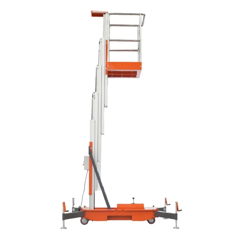 Yugong Kinglift 4M 6M 8M 10M تحميل 130 كجم واحد سارية واحدة رفع كهربائي سبائك الألومنيوم رجل رفع منصة رفع تلسكوبية