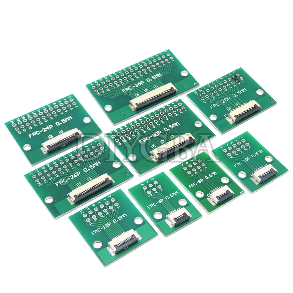 Placa da conversão do PWB de DIY, FPC FFC, passo 0.5mm, 6P 8P 10P 12P 20P 24P 26P 30P 34P 40P 50P 60P, conector para transferência do cabo