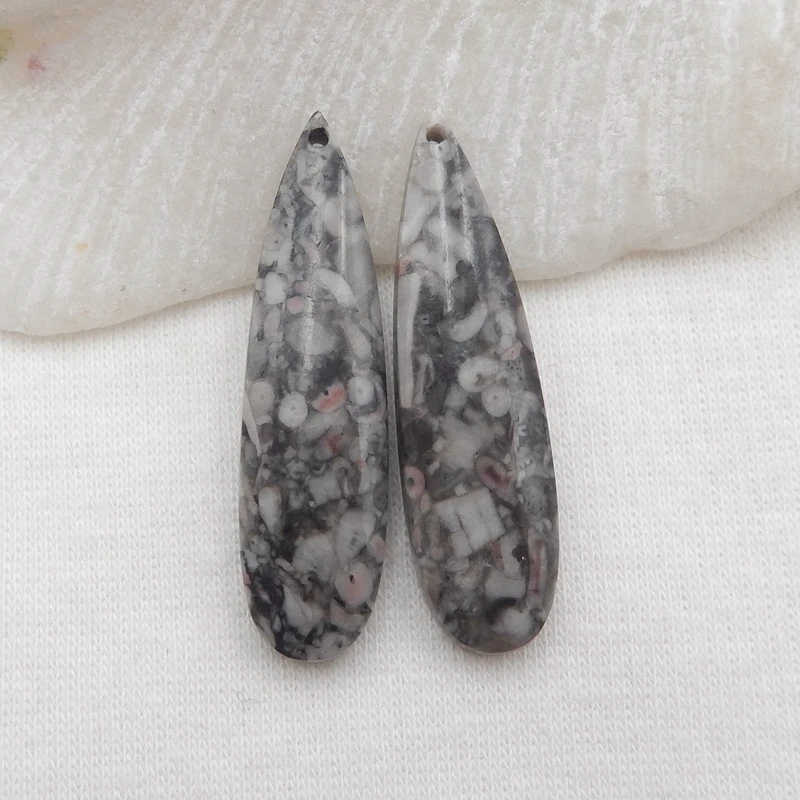 Selling! Natural Crinoid fashion Semi-precious stones, Jewelry accessories women Earrings Bead 36x10x5mm5.5g