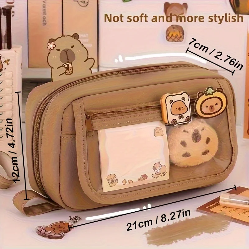 1個 大容量火山型フリップペンケースセット - 大容量学用品オーガナイザー、学生向け、新学期に